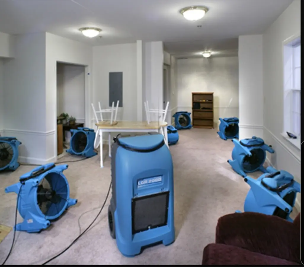 Air movers and dehumidifier setup for Water Damage Restoration in Sunland Park